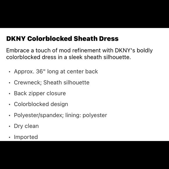 DKNY Colorblocked Sheath Dress NWT - Picture 4 of 12